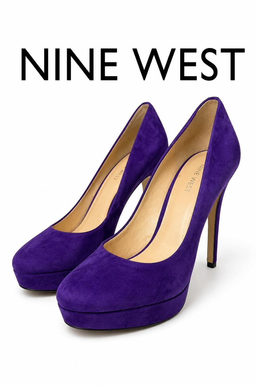 Nine West Purple Suede Platform Pumps Women's Size 8.5M Stiletto Heels